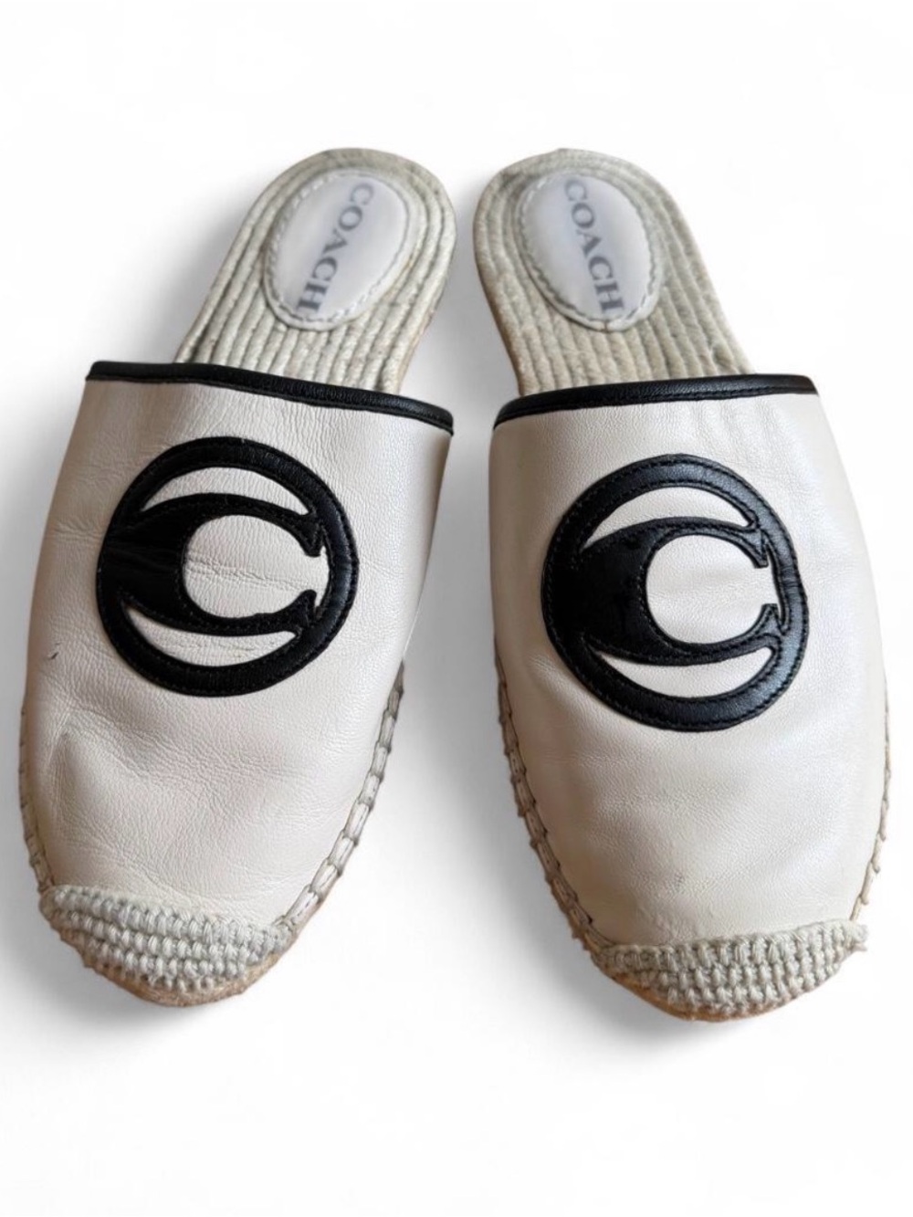 Coach Channing Espadrille Slides Leather Sz 7